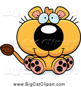 Big Cat Cartoon Vector Clipart of a Cute Sitting Lioness Cub by Cory Thoman