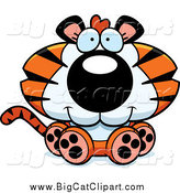 Big Cat Cartoon Vector Clipart of a Cute Sitting Tiger Cub by Cory Thoman
