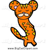 Big Cat Cartoon Vector Clipart of a Cute Tiger Standing on Its Hind Legs by Lineartestpilot