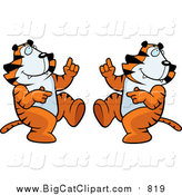 Big Cat Cartoon Vector Clipart of a Dancing Tiger Couple by Cory Thoman