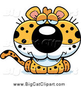 Big Cat Cartoon Vector Clipart of a Depressed Leopard Cub by Cory Thoman