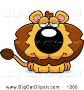 Big Cat Cartoon Vector Clipart of a Depressed Lion by Cory Thoman