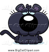 Big Cat Cartoon Vector Clipart of a Depressed Panther Cub by Cory Thoman