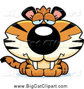 Big Cat Cartoon Vector Clipart of a Depressed Tiger Cub by Cory Thoman
