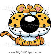 Big Cat Cartoon Vector Clipart of a Drunk Leopard Cub by Cory Thoman