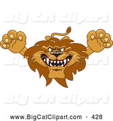 Big Cat Cartoon Vector Clipart of a Fierce Lion Character Mascot Lunging Forward by Toons4Biz