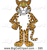 Big Cat Cartoon Vector Clipart of a Friendly Cheetah, Jaguar or Leopard Character School Mascot with His Hands on His Hips by Mascot Junction