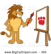 Big Cat Cartoon Vector Clipart of a Friendly Lion Character Mascot Painting by Mascot Junction