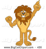 Big Cat Cartoon Vector Clipart of a Friendly Lion Character Mascot Pointing up by Toons4Biz