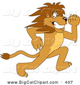 Big Cat Cartoon Vector Clipart of a Frightened Lion Character Mascot Running by Toons4Biz