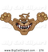 Big Cat Cartoon Vector Clipart of a Growling Cougar Mascot Character Leaping Outwards by Toons4Biz