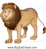 Big Cat Cartoon Vector Clipart of a Handsome Male Lion by