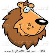 Big Cat Cartoon Vector Clipart of a Handsome Male Lion Face by Cory Thoman