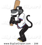 Big Cat Cartoon Vector Clipart of a Happy Black Jaguar Mascot Character Playing Baseball by Toons4Biz
