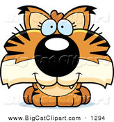 Big Cat Cartoon Vector Clipart of a Happy Bobcat Cub by Cory Thoman