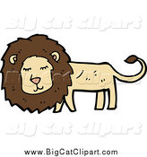 Big Cat Cartoon Vector Clipart of a Happy Brown and Tan Lion by Lineartestpilot