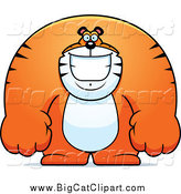 Big Cat Cartoon Vector Clipart of a Happy Buff Huge Tiger Smiling by Cory Thoman