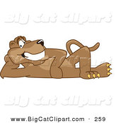 Big Cat Cartoon Vector Clipart of a Happy Cougar Mascot Character Reclining Back by Toons4Biz