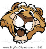 Big Cat Cartoon Vector Clipart of a Happy Couger Mascot Head by Chromaco