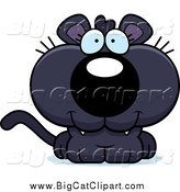 Big Cat Cartoon Vector Clipart of a Happy Panther Cub by Cory Thoman