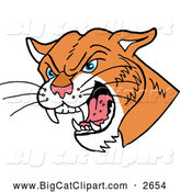 Big Cat Cartoon Vector Clipart of a Hissing Cougar by LaffToon
