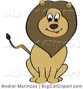 Big Cat Cartoon Vector Clipart of a Hungry Sitting Lion by Andrei Marincas