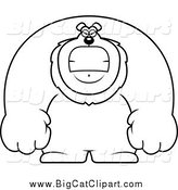 Big Cat Cartoon Vector Clipart of a Lineart Angry Buff Lion by Cory Thoman