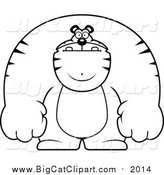 Big Cat Cartoon Vector Clipart of a Lineart Buff Tiger by Cory Thoman