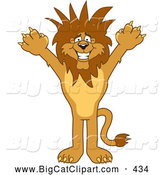 Big Cat Cartoon Vector Clipart of a Lion Character Mascot with Funky Hair Standing up by Mascot Junction