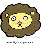 Big Cat Cartoon Vector Clipart of a Lion Face by Lineartestpilot