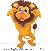Big Cat Cartoon Vector Clipart of a Lion Leaping by