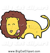 Big Cat Cartoon Vector Clipart of a Lion Licking His Chops by Lineartestpilot