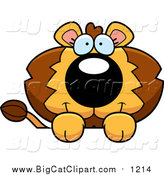 Big Cat Cartoon Vector Clipart of a Lion over a Surface by Cory Thoman