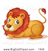 Big Cat Cartoon Vector Clipart of a Lion Resting by Graphics RF