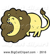 Big Cat Cartoon Vector Clipart of a Lion Roaring by Lineartestpilot