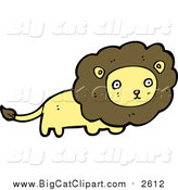 Big Cat Cartoon Vector Clipart of a Lion with a Brown Mane by Lineartestpilot
