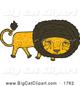 Big Cat Cartoon Vector Clipart of a Male Lion by Lineartestpilot