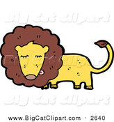 Big Cat Cartoon Vector Clipart of a Male Lion by Lineartestpilot