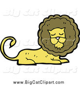Big Cat Cartoon Vector Clipart of a Male Lion Resting by Lineartestpilot