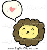 Big Cat Cartoon Vector Clipart of a Male Lion Thinking About Love by Lineartestpilot