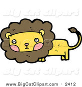 Big Cat Cartoon Vector Clipart of a Male Lion with Blushed Cheeks by Lineartestpilot