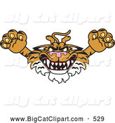 Big Cat Cartoon Vector Clipart of a Menacing Tiger Character School Mascot Lurching Forward by Toons4Biz