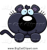 Big Cat Cartoon Vector Clipart of a Panther Cub over a Sign by Cory Thoman
