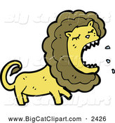 Big Cat Cartoon Vector Clipart of a Roaring Angry Male Lion by Lineartestpilot