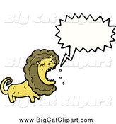 Big Cat Cartoon Vector Clipart of a Roaring Lion by Lineartestpilot