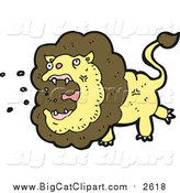 Big Cat Cartoon Vector Clipart of a Roaring Male Lion by Lineartestpilot