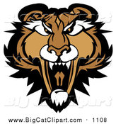 Big Cat Cartoon Vector Clipart of a Roaring Puma Cougar Mountain Lion Head by Chromaco