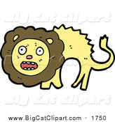 Big Cat Cartoon Vector Clipart of a Scared Lion Screaming by Lineartestpilot