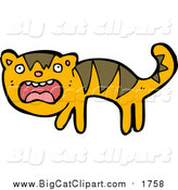 Big Cat Cartoon Vector Clipart of a Scared Tiger by Lineartestpilot
