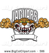 Big Cat Cartoon Vector Clipart of a Scary Jaguars Character School Mascot Logo by Mascot Junction